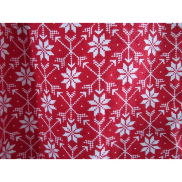 Lands End Red White Snowflake Flannel Button Up Nightshirt GUC Ladies 1X Long - Picture 10 of 16